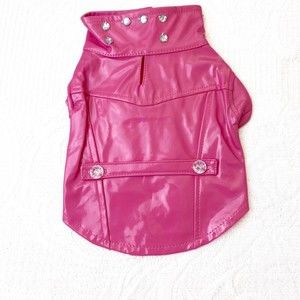 Dog Pink Moto Jacket Full Zip With Jewels Size XXS New